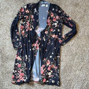 DAYTRIP Navy Blue Floral Kimono Sheer & Light GUC Size L